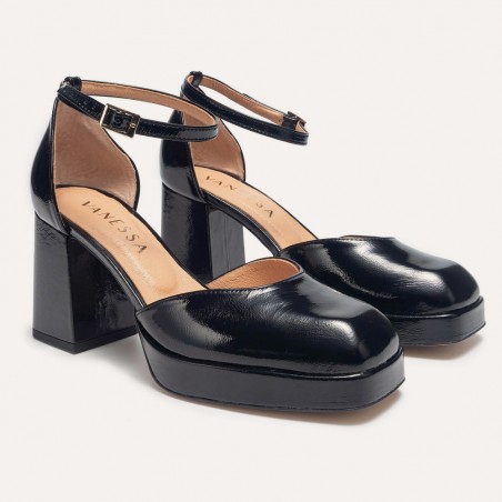 Sandały LOU heel czarny lakier